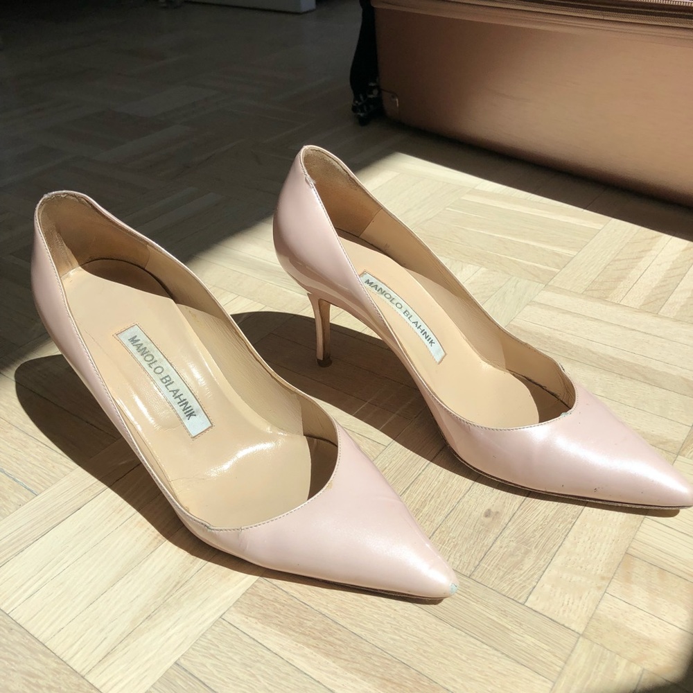SOLD Manolo Blahnik BB Pumps Patent Pastel Pink 36